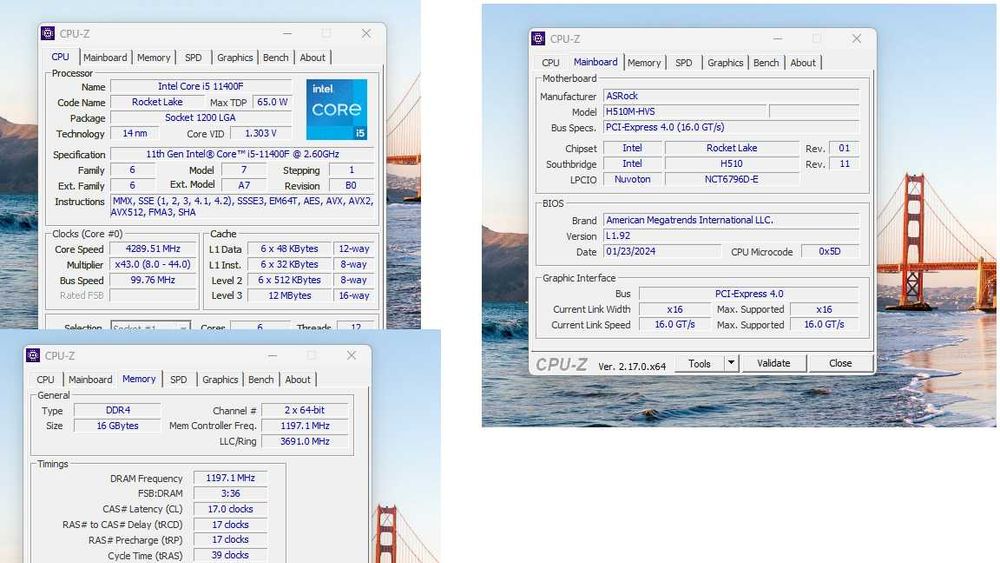 Kit Intel i5 11400F + 16 GB RAM + cooler stock