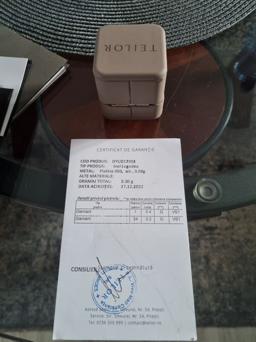 Inel logodna Teilor Platina cu Diamante 0.6 ct