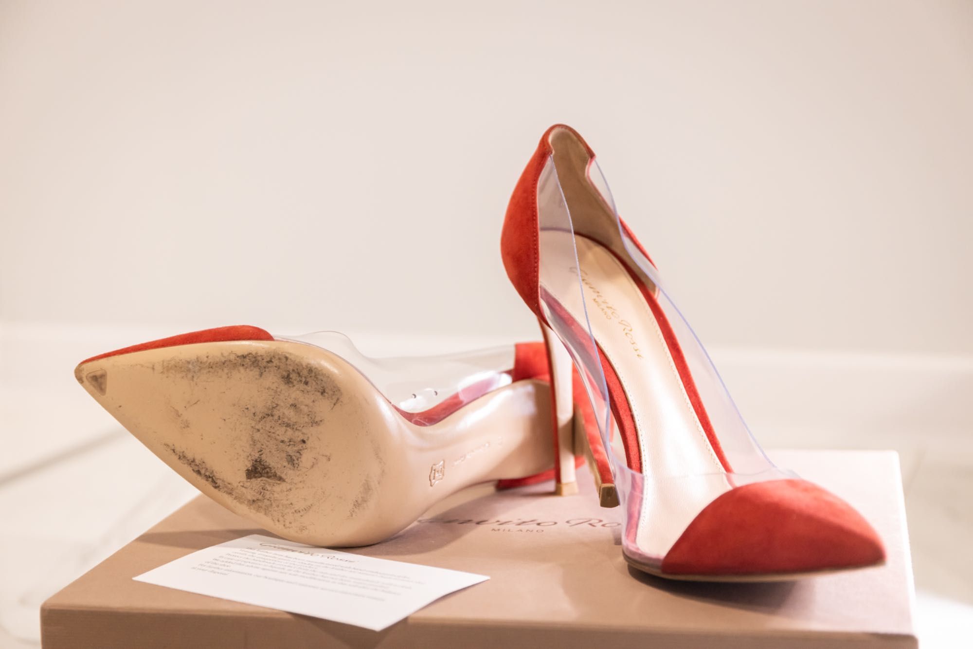 Gianvito Rossi Plexi 105 Red Suede Pump - 40