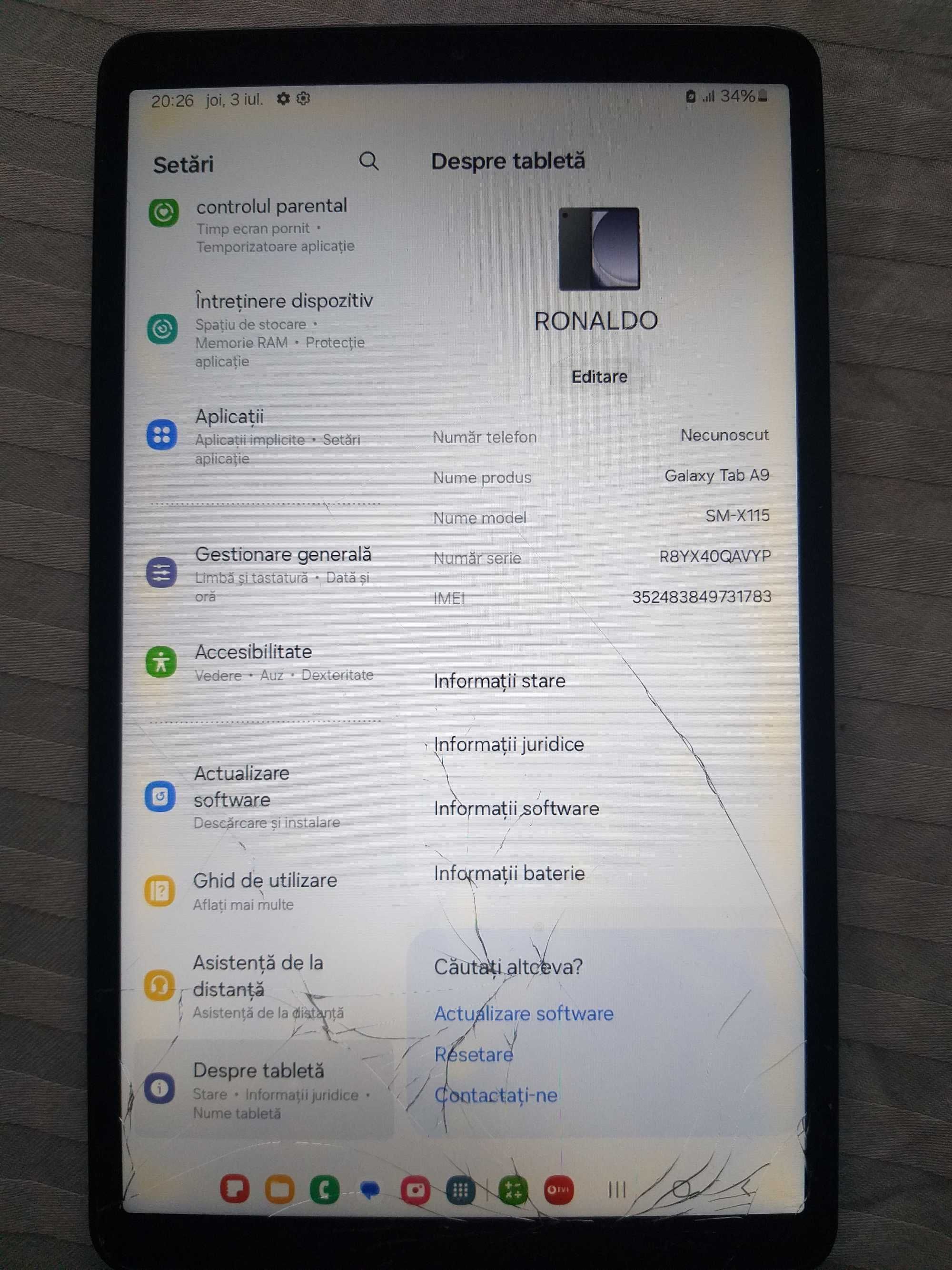 Vând tabletă samsung A9 lite 64gb
