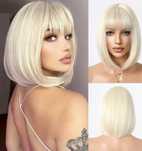 Peruca Z301 Blonda Bob Blond Auriu Platinat Scurta cu breton