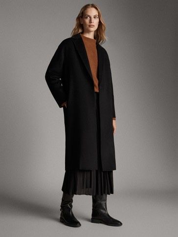 Palton din stofa de lana  Massimo Dutti