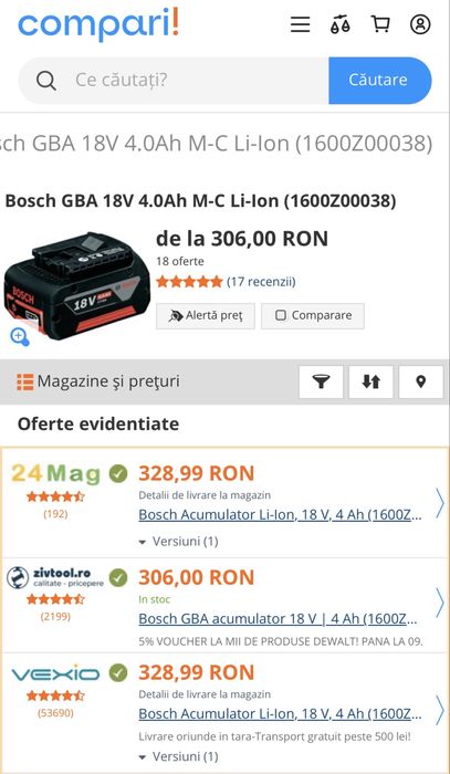 MDM vinde: Acumulator Bosch 4.0Ah, 18V, Li-Ion.