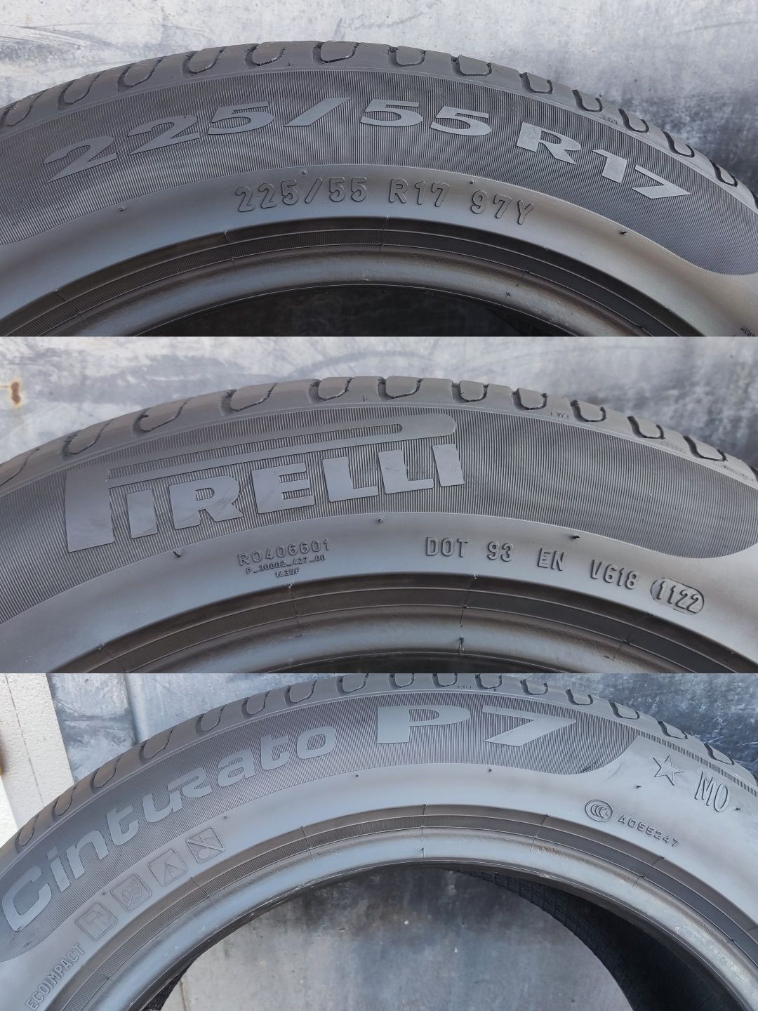 2бр. летни гуми 225/55/17 Pirelli Cinturato P7, MO
dot22
7.4mm
Добро с