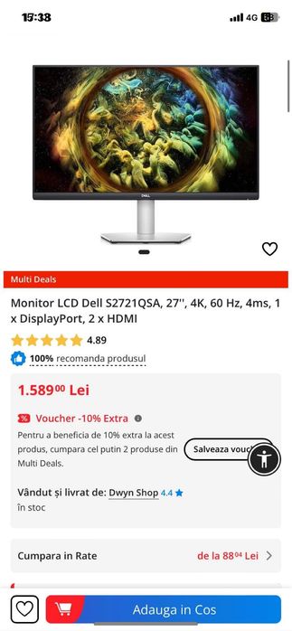 Monitor 4k Dell nou