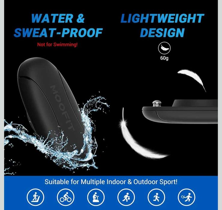 Монитор за сърдечен ритъм moofit HR8 Bluetooth 5.0/ANTс колан за гърди