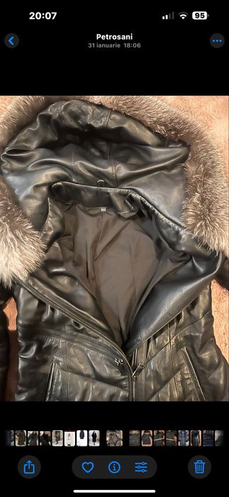 Geaca de piele cu blana