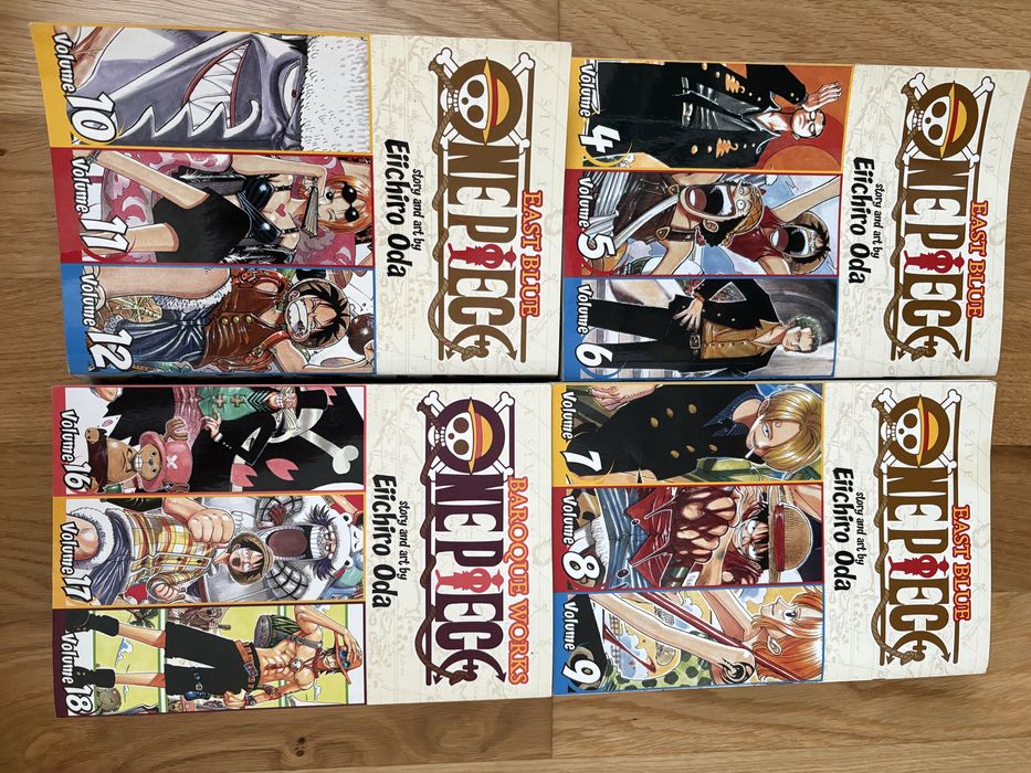 One Piece, vol 4, 5, 6, 7, 8, 9, 10, 11, 12, 16, 17, 18