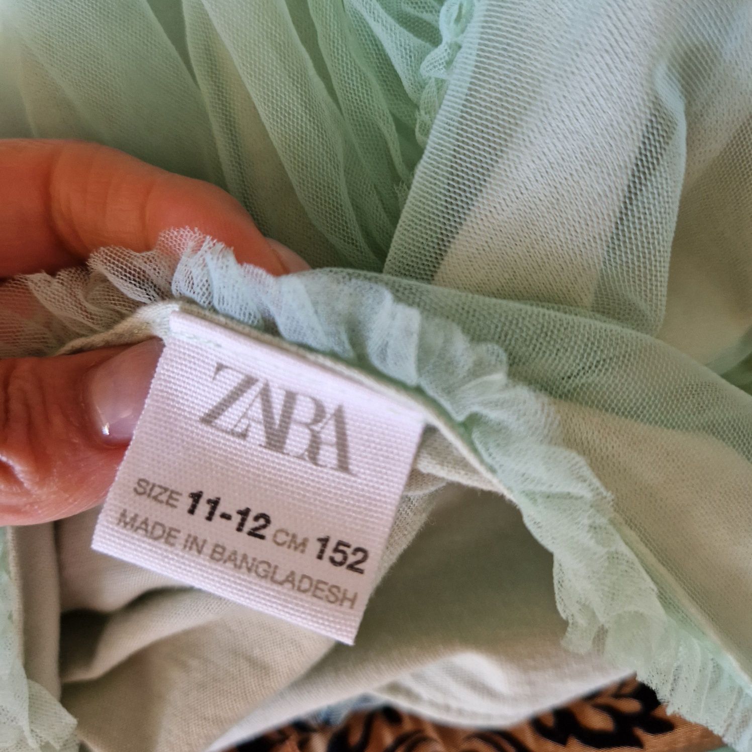 Рокля детска ZARA цвят мента 152 размер 11-12 години