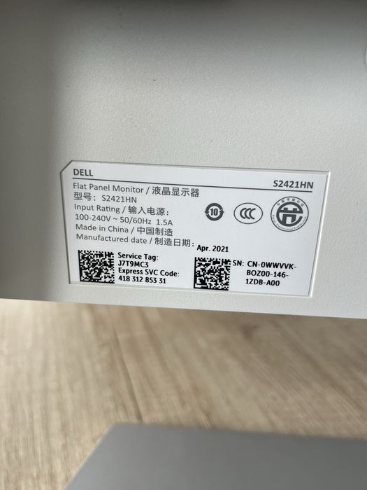 Monitor Dell 24” S2421HN Full HD, ecran subțire, 2x HDMI