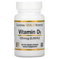 витамин D3, 125 мкг (5000 МЕ), 90 капсул из рыбьего желатина