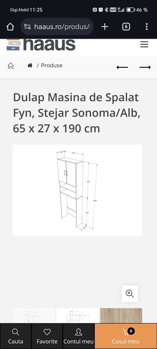 Dulap Masina de Spalat Fyn, Stejar Sonoma/Alb, 65 x 27 x 190 cm