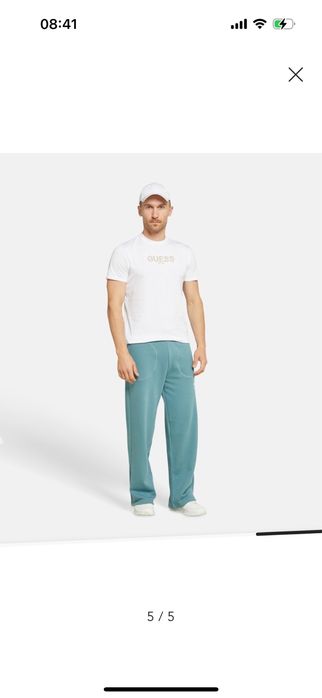 Pantaloni largi de bumbac Guess Athleisure