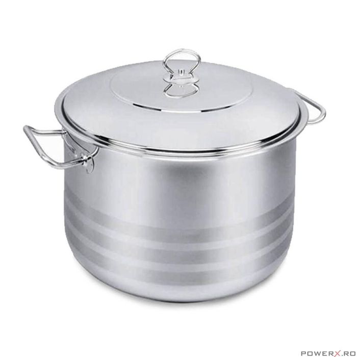 Oala cu capac din inox, 28x17cm 10litri, compatibila cu toate tipurile