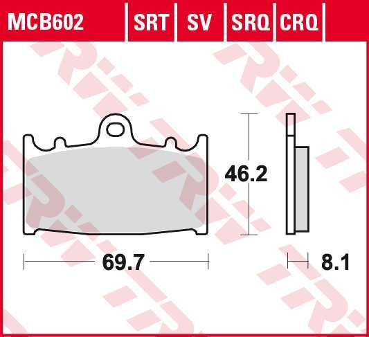 Комплект дискови накладки за мотор ПРЕДНИ TRW-MCB602SV