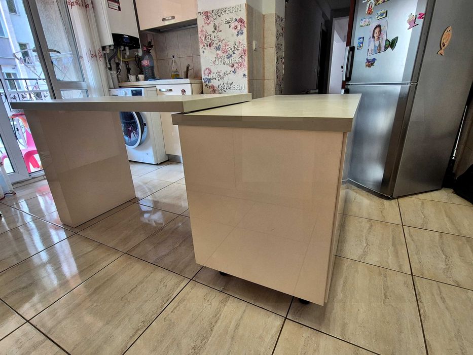 Insula bucatarie modulara cu spatii depozitare MDF 180 / 60 cm