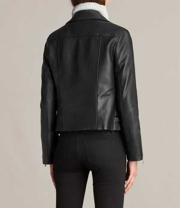 AllSaints Prescott Дамско Кожено яке Агнешка Кожа Черно Small UK 8