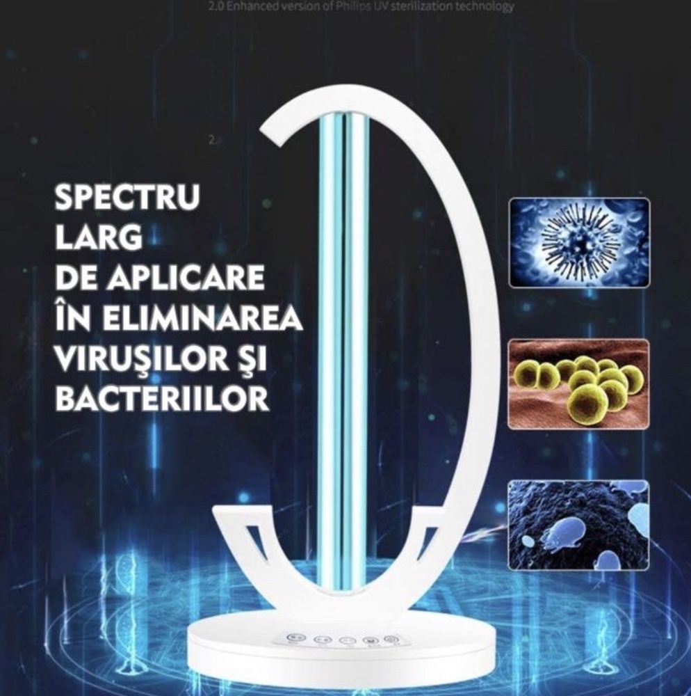 Lampa ultravioleta germicida UVC ozon virusi bacteri dezinfectare micr