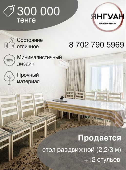 Продается стол раздвижной+12 стульев