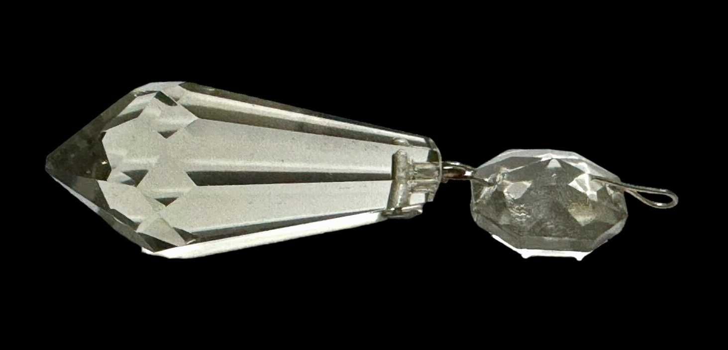 Pandantiv Cristal Bohemia h 50 mm, modelata manual + clips cu octagon