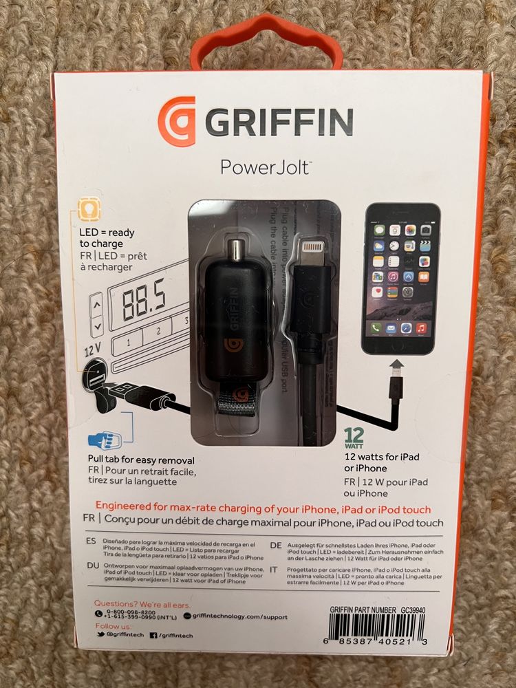 Griffin Car Charger + Lightning Cable