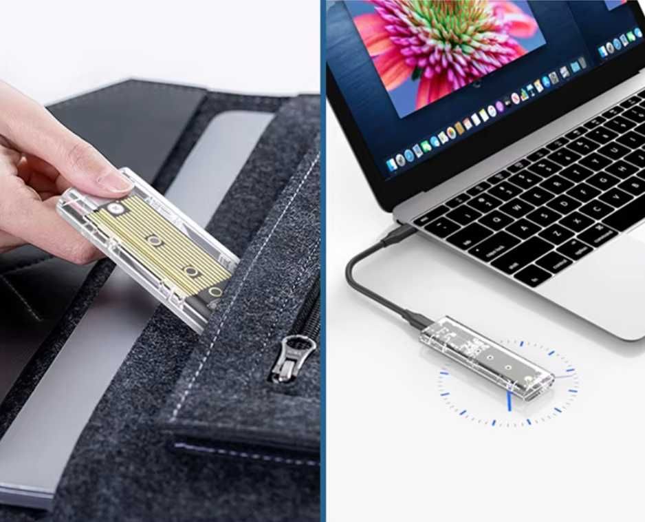 Прозрачна Кутия за Външeн M.2 SATA SSD - USB 3.1 / 10Gbps