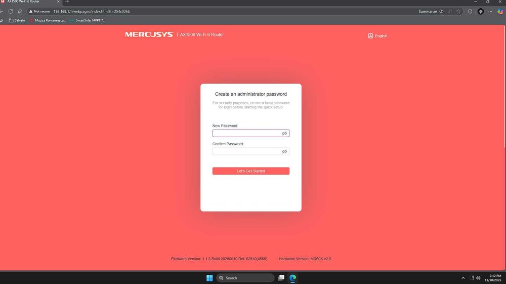 Router Wireless Mercusys MR60X Wi-Fi 6 Dual-Band Gigabit AX1500