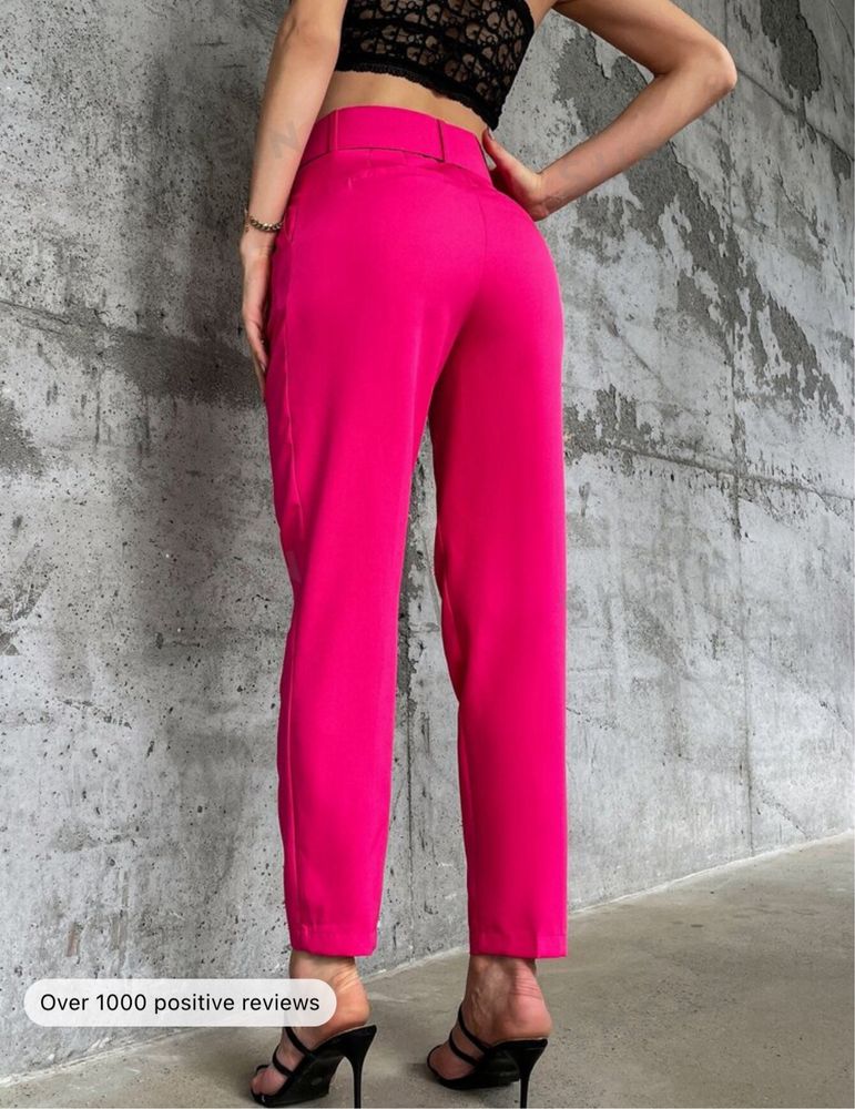 Pantaloni cu curea xs roz si negru
