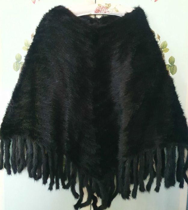 Пончо от естествен косъм норка