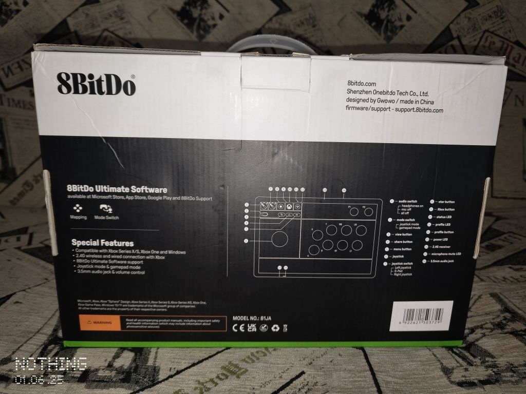 Controller wireless 8BitDo - Arcade Stick, alb