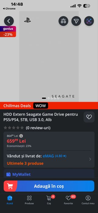 Seagate Game Drive For PS5 USB 3.2 Extern HDD 5TB Alb Nou