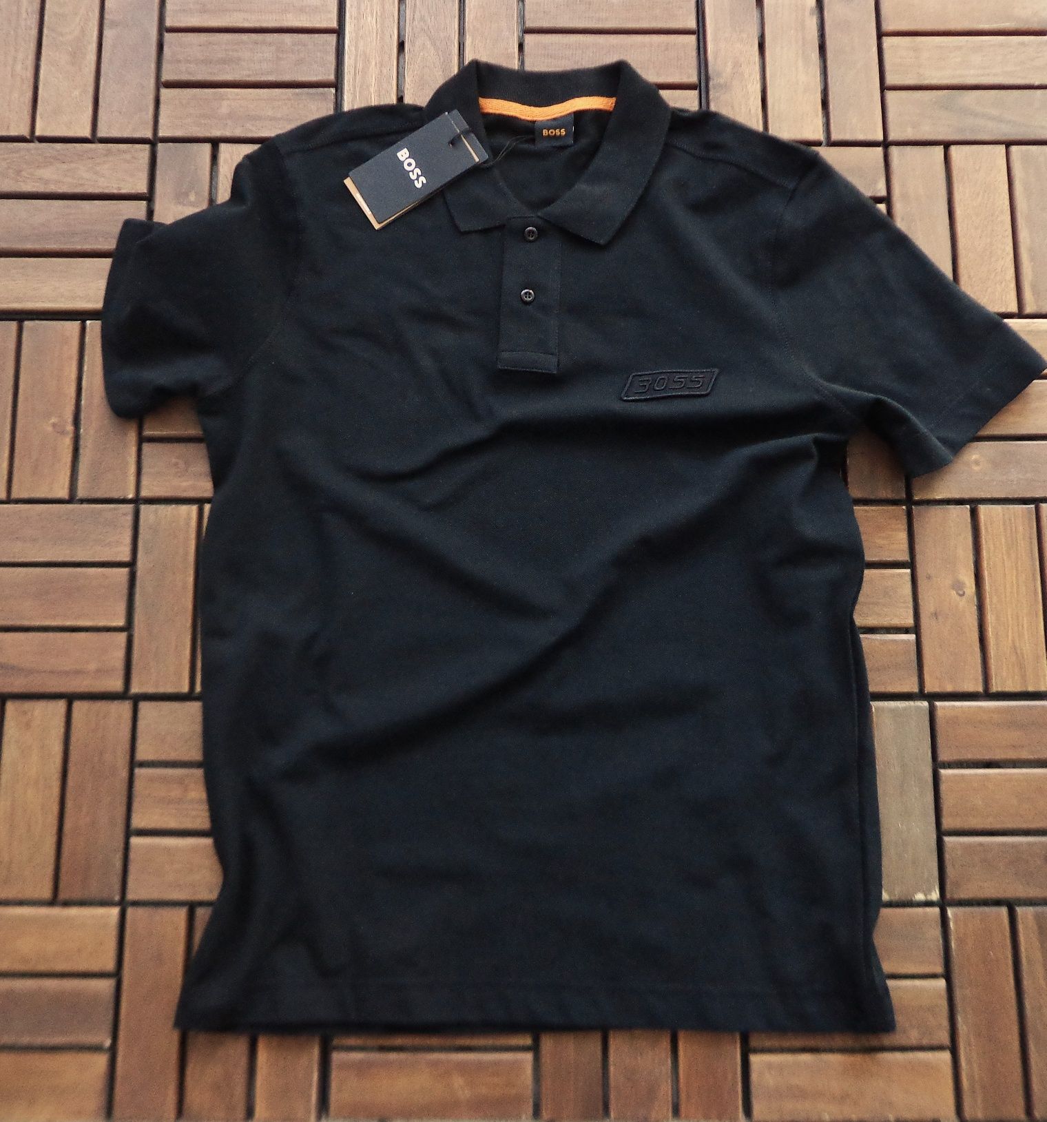 Мъжка поло тениска BOSS Cotton Polo T-shirt Black