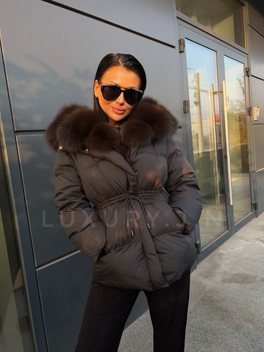 Geci/geaca gluga  blana naturala, umplutura puf