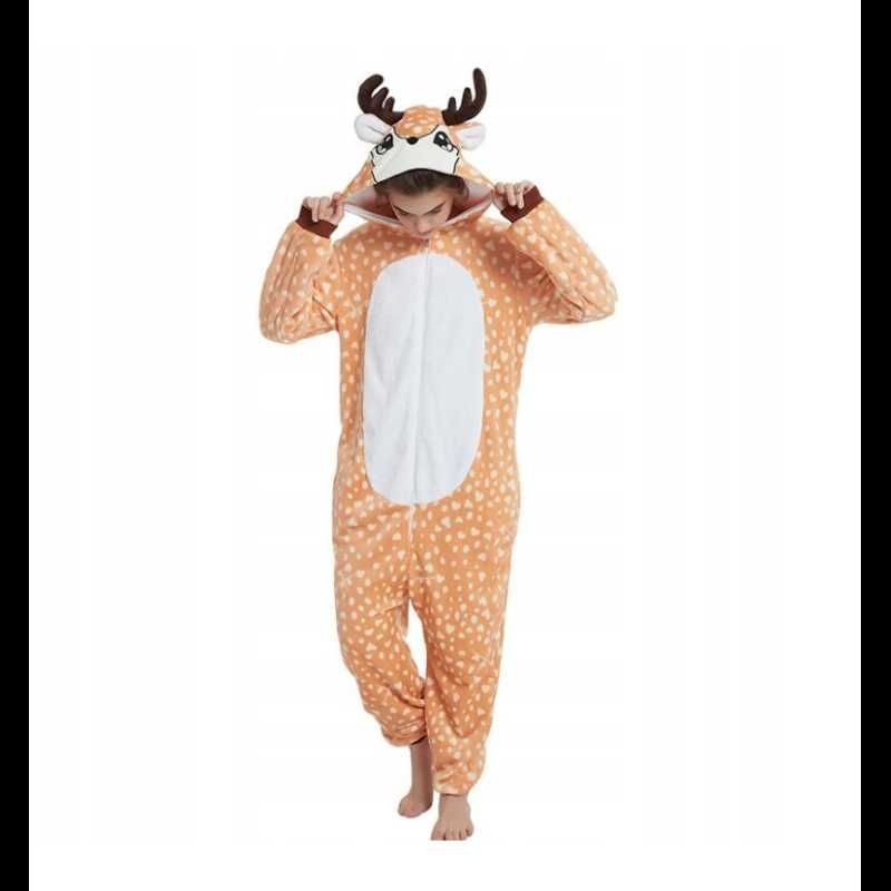 Pijama intreaga, tip salopeta, model Ren, stil Little Bambi , noua