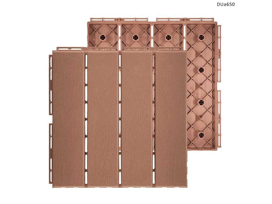 Decking modular de exterior – aspect lemn, maro. Pardoseală modulară