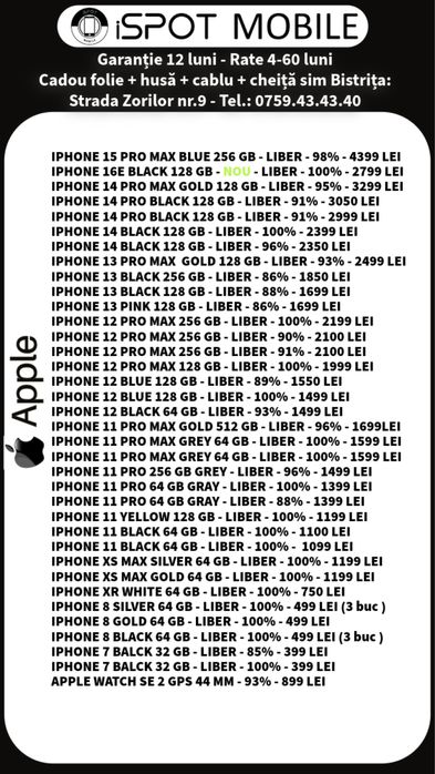 ‼️Telefoane in rate - Buy-Back - Garantie 12 luni + cadou‼️