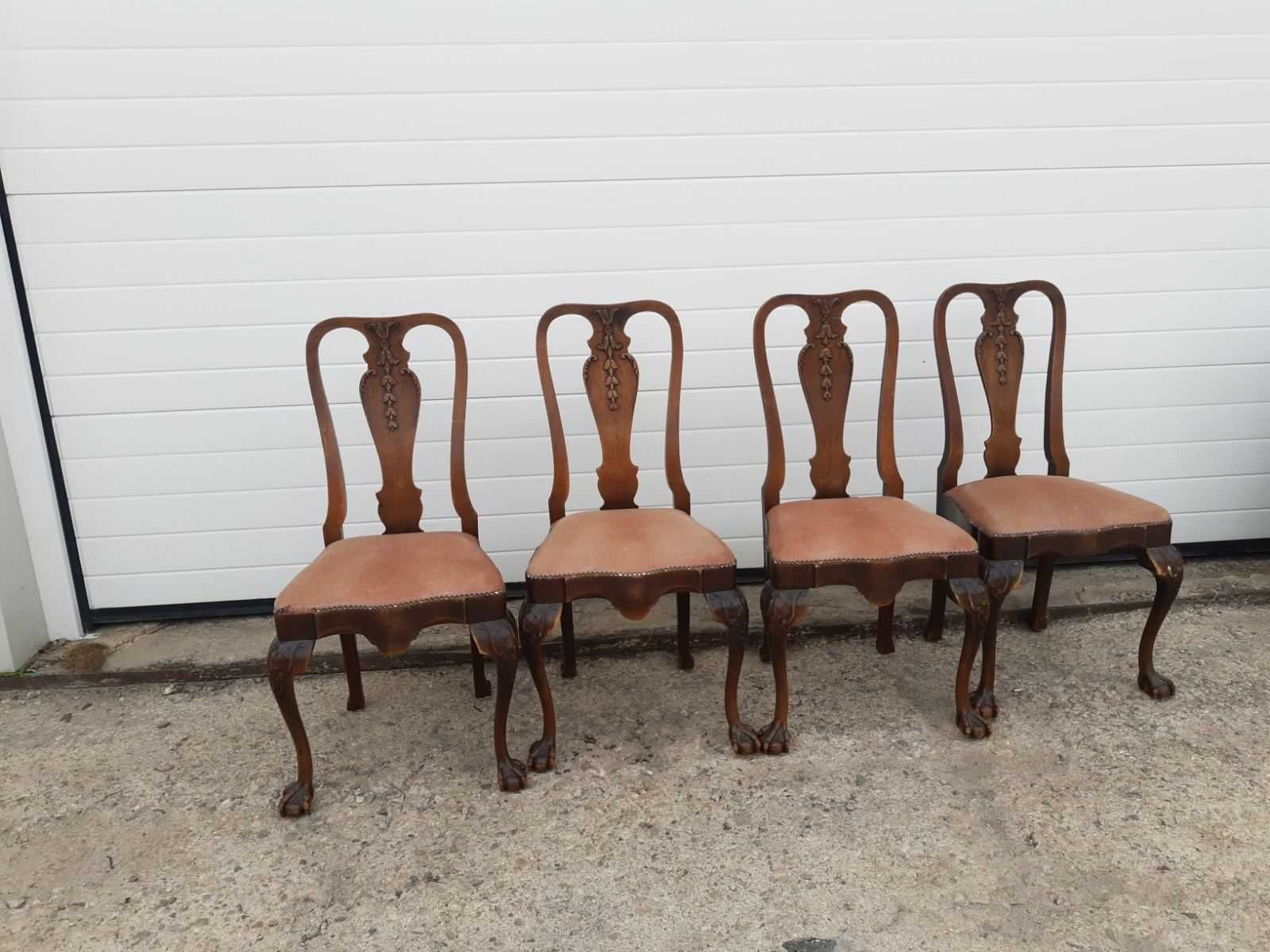 Антикварни дървени столове с богата дърворезба. Внос Франция