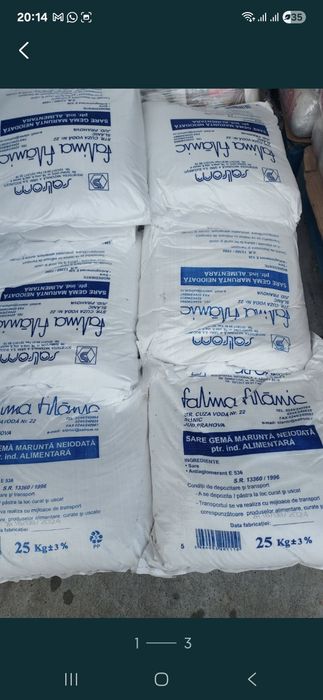 Sare neiodată Salina Slănic sac 25 kg. 55lei/sac- 46 de la 40saci,