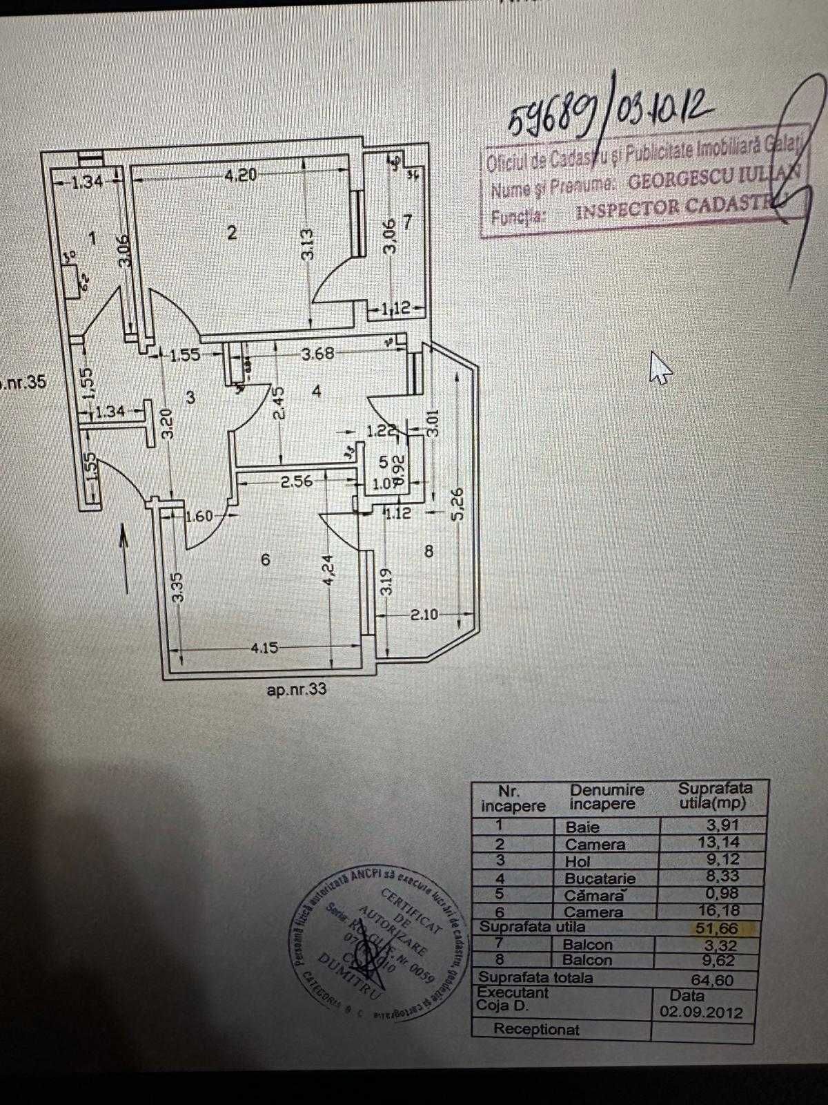 Apartament 2 camere decomandate Doja/Siderurgistilor