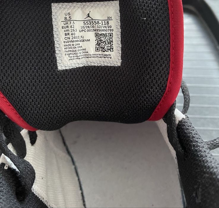 Nike Air Jordan 1 Low White University Red Black 42