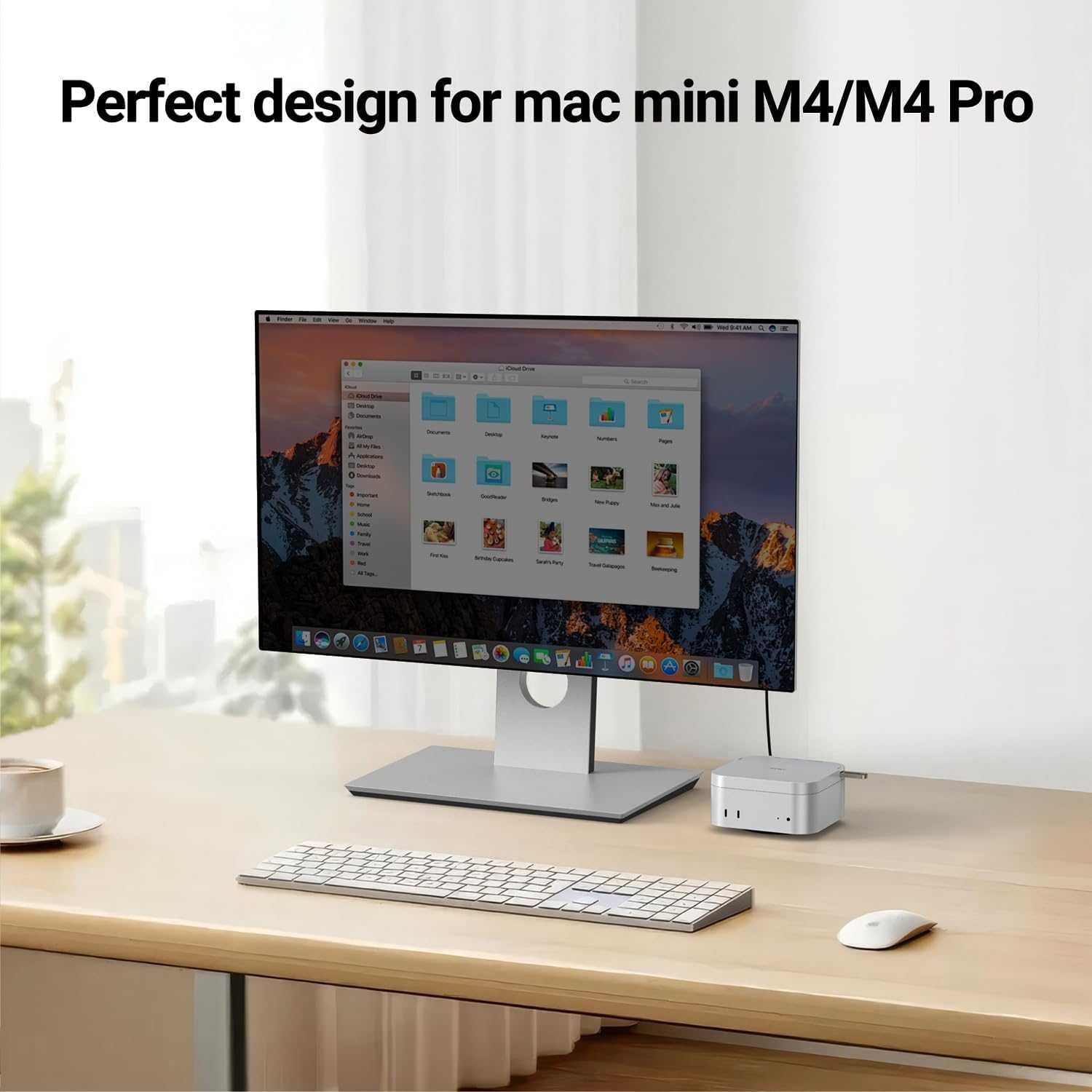 JESWO Докинг станция за Mac Mini M4/M4 Pro с 4K/60Hz HDMI,3 х USB 3.0