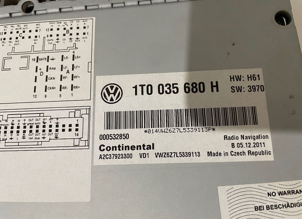 Radio Navi MP3 SD card auto original Volkswagen RNS 510 defect