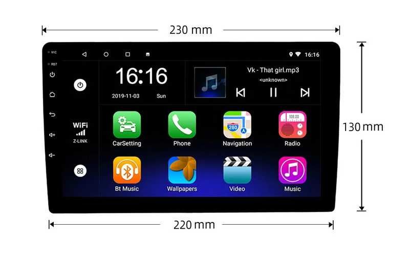 9" 1-DIN универсална мултимедия с Android 13,  6/128 GB