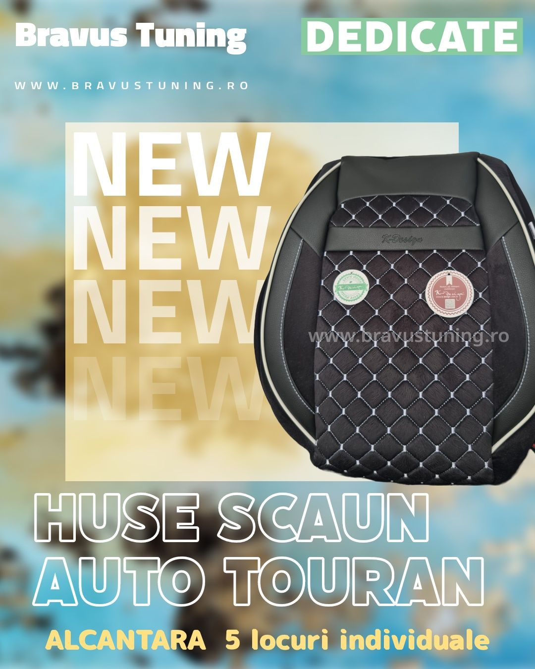 Huse scaun auto PREMIUM Touran 5 locuri individuale ALCANTARA