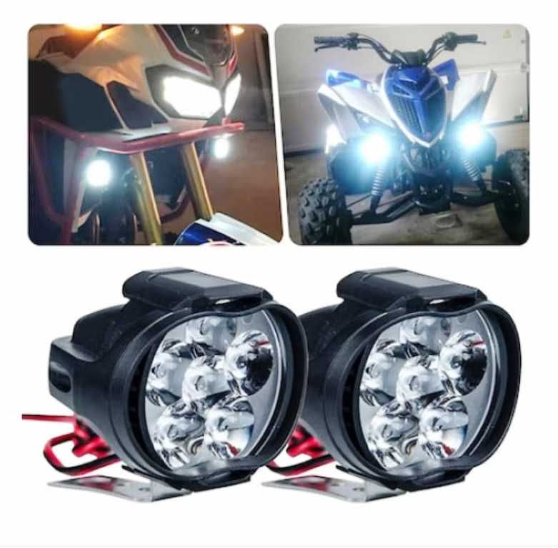Комплект 6 LED фарове за Мотор, Скутер, ATV - 2 броя.