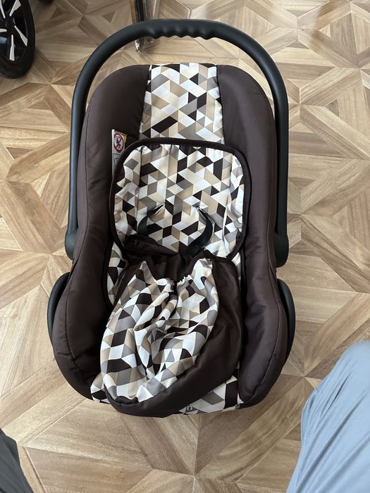 Carucior Krausman 3 în 1/Roti mari cu camera/Suspensie/Maro