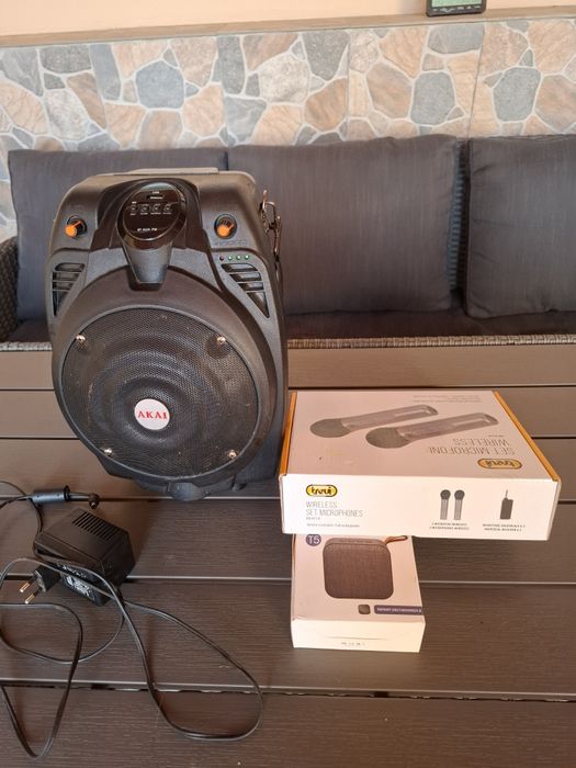 Pachet boxa+microfoane karaoke+boxa mica