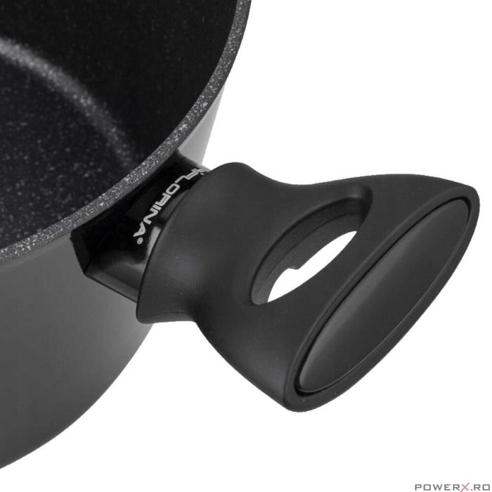 Oala cu capac din aluminiu, invelis antiaderent negru, 20 cm, 2.6l,