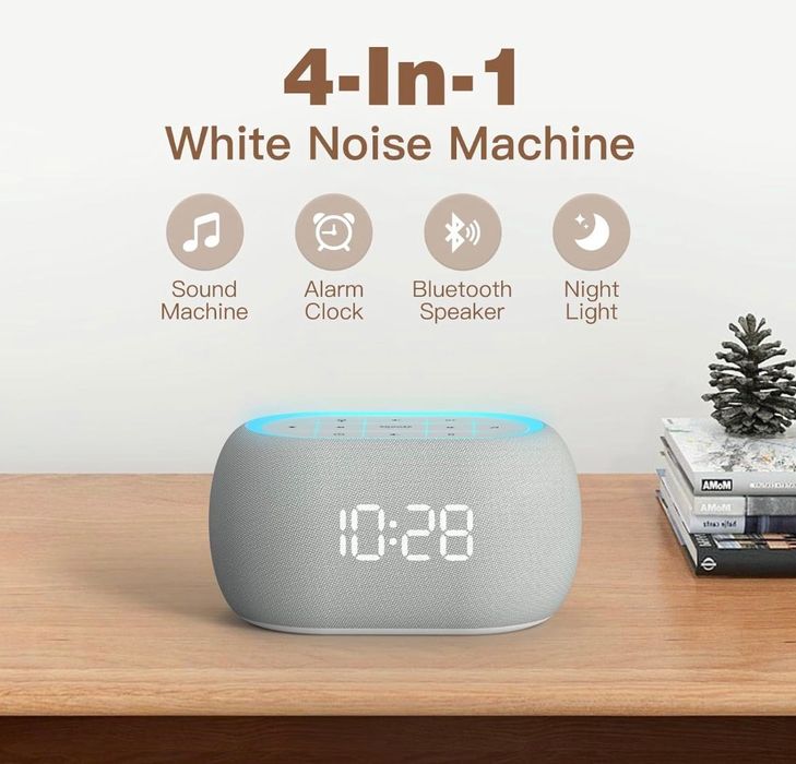Бял шум & Алармен часовник ANJANK – 21 звука, Bluetooth, нощна лампа