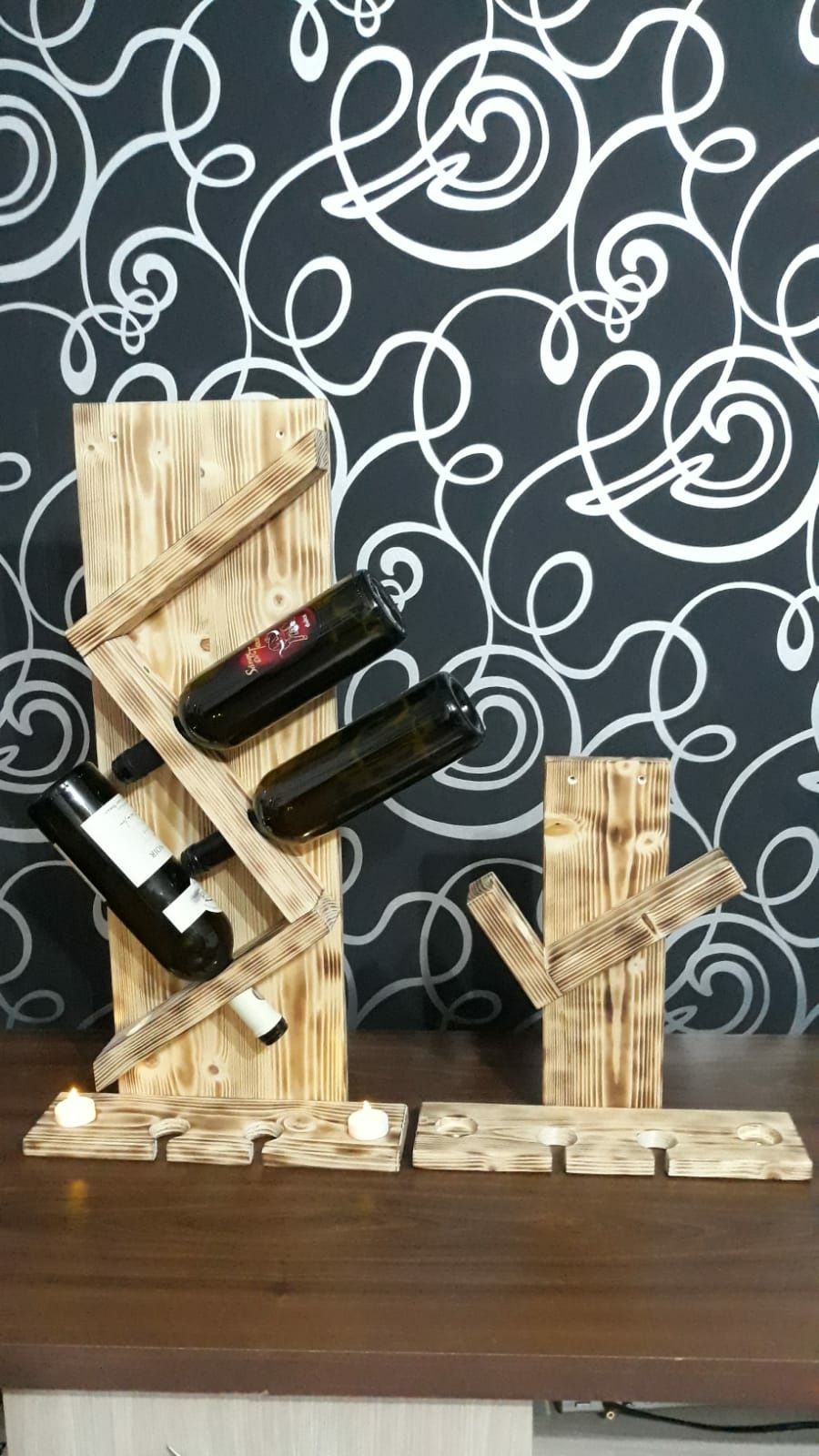 Suport sticle de vin din lemn